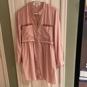 Anthropologie Dusty Rose Button-Down Dress